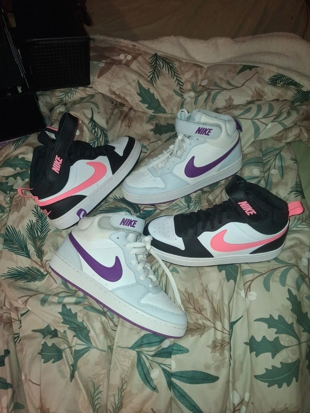 Nike Women's High-Top Sneakers in White with Purple and Pink Accents 2 Pair